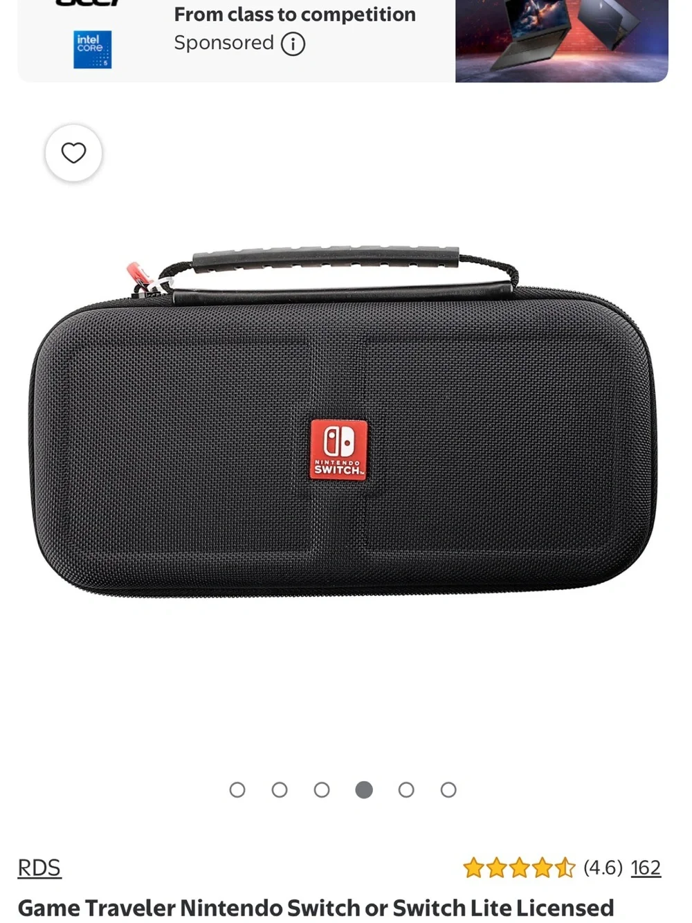 Nintendo Black and Red Traveler Hard Shell Carry Case